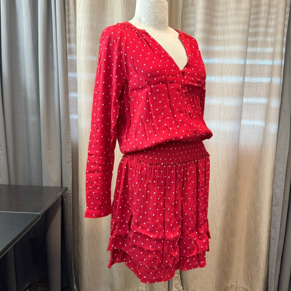 - Rails Jasmine Scarlet White Polka Dot Dress Elastic Waist Layers SMALL - P2023